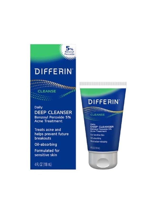 differin غسول الوجه لعلاج حب الشباب مع 5% من بيروكسيد البنزويل، منظف عميق يومي من صناع جل ديفرين، للعناية اللطيفة بالبشرة الحساسة المعرضة لحب الشباب، 4 أونصة (قد يختلف التغليف) - Image 2