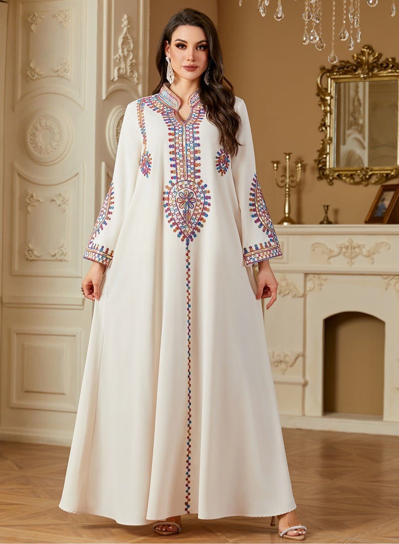 New Luxury Woman Evening Dress Abaya Morocco Embroidery Woman Abaya Dubai Elegant Sequins Kaftan  - Image 1