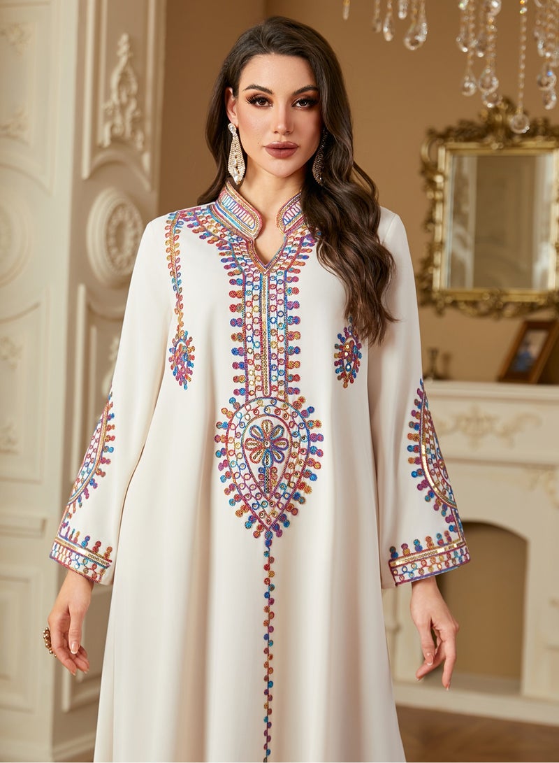 New Luxury Woman Evening Dress Abaya Morocco Embroidery Woman Abaya Dubai Elegant Sequins Kaftan  - Image 3