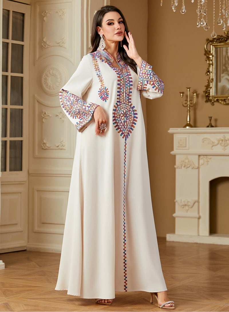 New Luxury Woman Evening Dress Abaya Morocco Embroidery Woman Abaya Dubai Elegant Sequins Kaftan  - Image 4