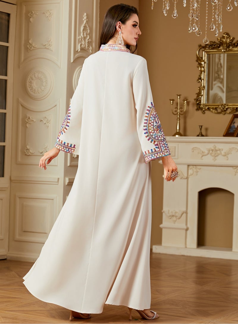 New Luxury Woman Evening Dress Abaya Morocco Embroidery Woman Abaya Dubai Elegant Sequins Kaftan  - Image 2