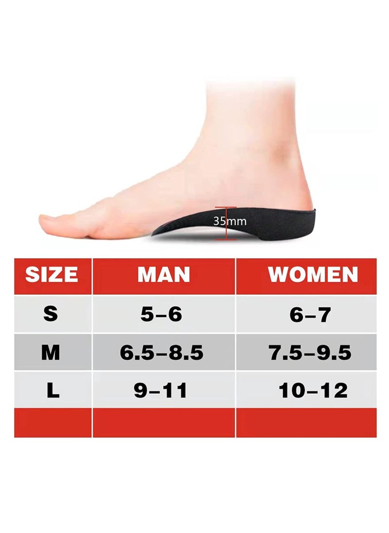 3/4 Length Plantar Fasciitis Arch Support Insoles Orthotics Shoe Inserts High Arch Flat Feet Over-Pronation Heel Pain Relief SIZE L