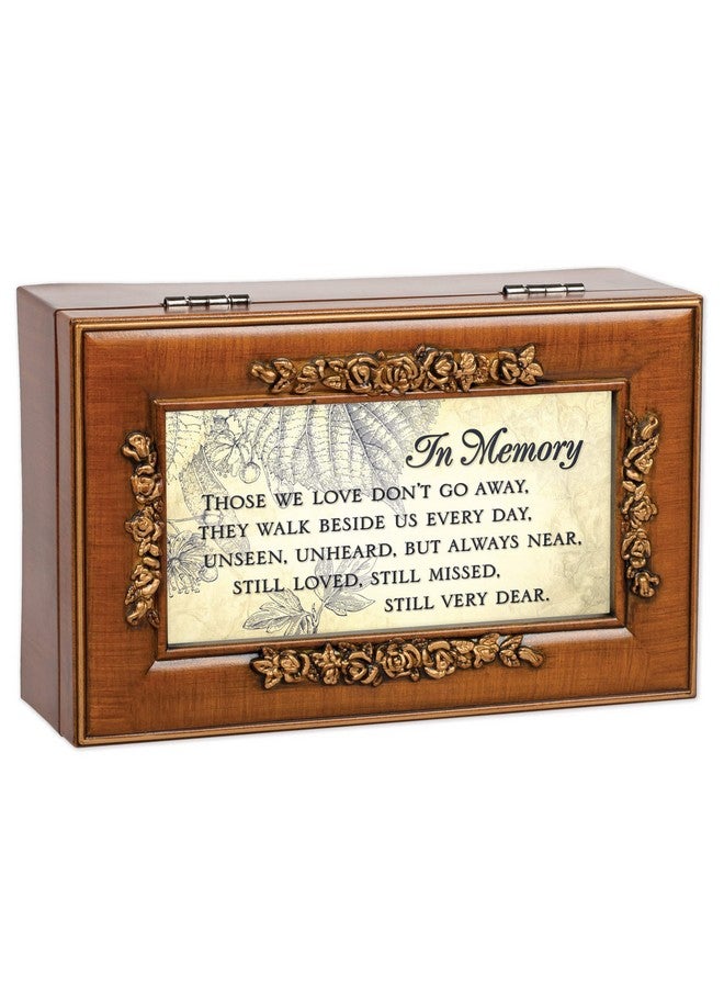 Cottage Garden Cottage Garden in Memory Bereavement Rich Walnut Finish Petite Rose Music Box Plays Wind Beneath My Wings  - Image 2
