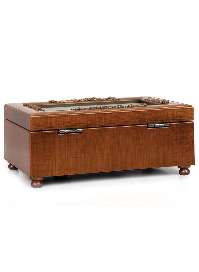 Cottage Garden Cottage Garden in Memory Bereavement Rich Walnut Finish Petite Rose Music Box Plays Wind Beneath My Wings  - Image 4