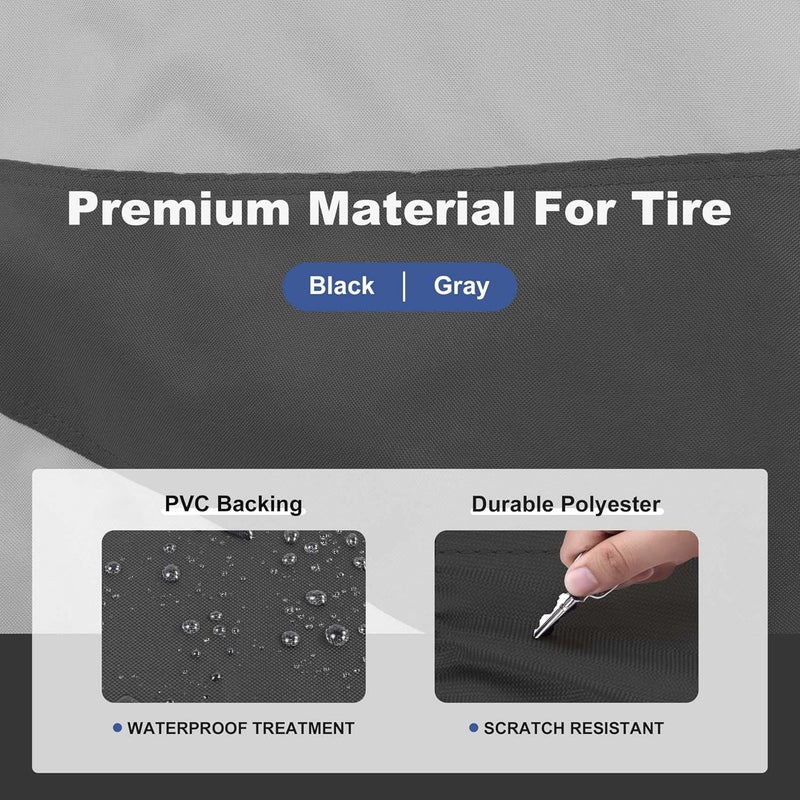 Vepagoo Explore Land Tire Covers 2 Pack - Tough Tire Wheel Protector for Truck, SUV, Trailer, Camper, RV - Universal Fits Tire Diameters 29-31.75 inches, Black & Gray - Image 2