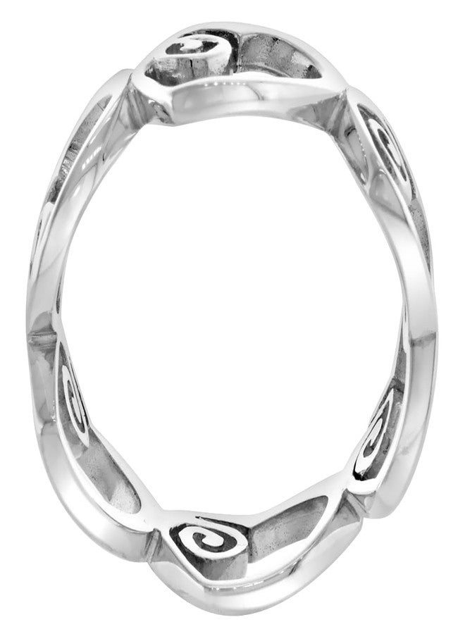 سابرينا سيلفر خاتم فضة إسترليني بتصميم قلب مفرغ للنساء، بلمسة نهائية مثالية مع دوامات، عرض 3/8 بوصة، مقاس 6 - Image 2