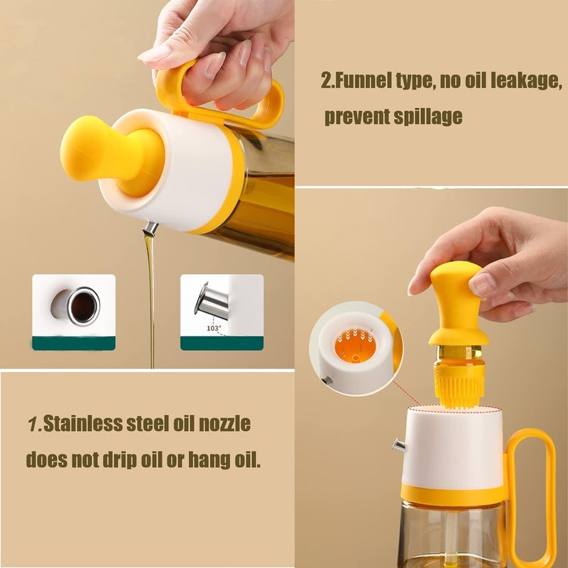 Cazuela Oil Dispenser Bottle with Barbecue Brush 2 in 1 Glass Olive Oil Dispenser Bottle for Kitchen Baking BBQ Grill Air Fryer and Oil Brush Pot Multi Color - Image 4