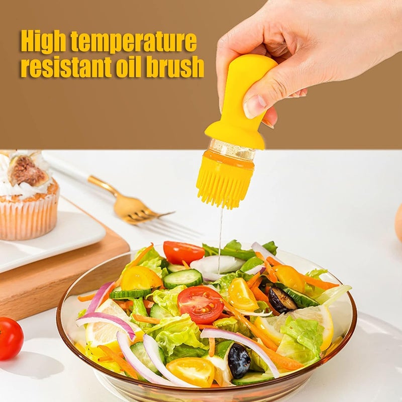 Cazuela Oil Dispenser Bottle with Barbecue Brush 2 in 1 Glass Olive Oil Dispenser Bottle for Kitchen Baking BBQ Grill Air Fryer and Oil Brush Pot Multi Color - Image 3