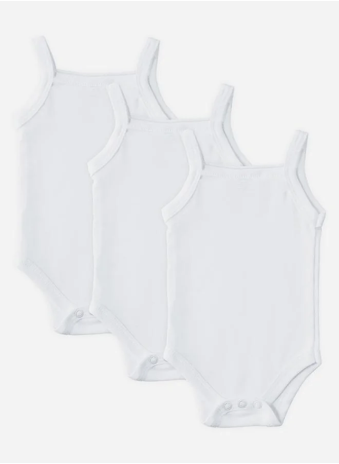 Babies Basic Pack of 3 - Solid Combed Cotton Sleeveless Bodysuit