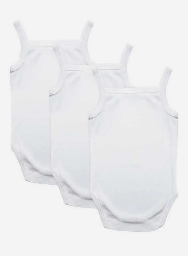 Babies Basic Pack of 3 - Solid Combed Cotton Sleeveless Bodysuit