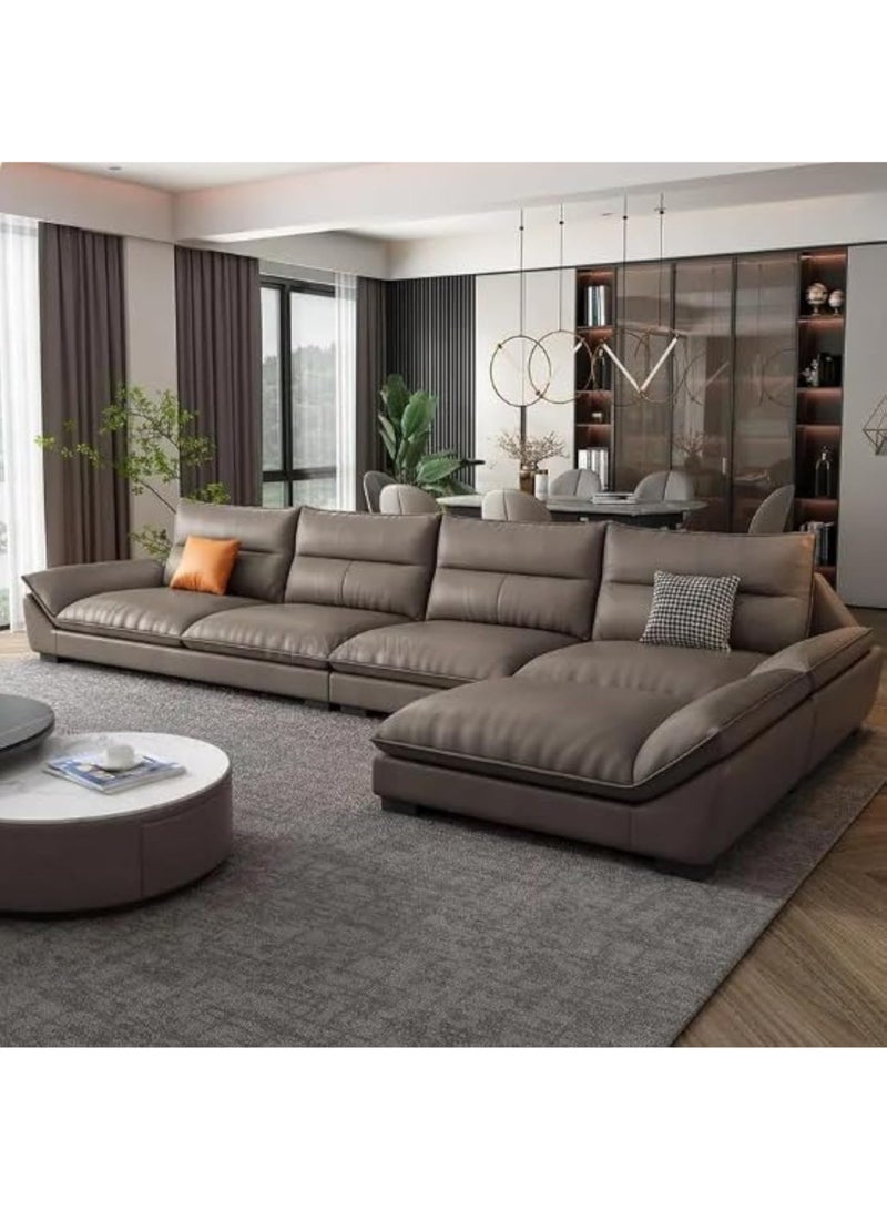 KARNAK Gazini Overstuffed multifunction Wooden frame furniture sofa living room set PU leather (Brown)  - Image 1