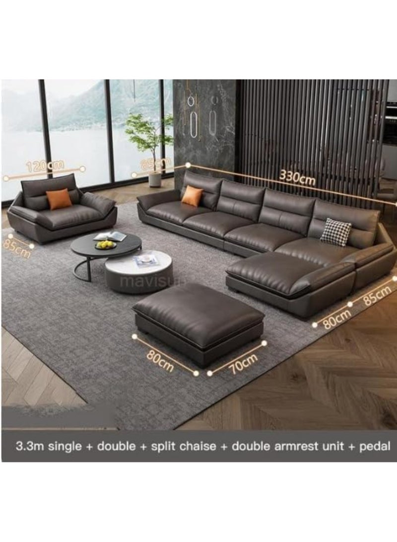 KARNAK Gazini Overstuffed multifunction Wooden frame furniture sofa living room set PU leather (Brown)  - Image 2