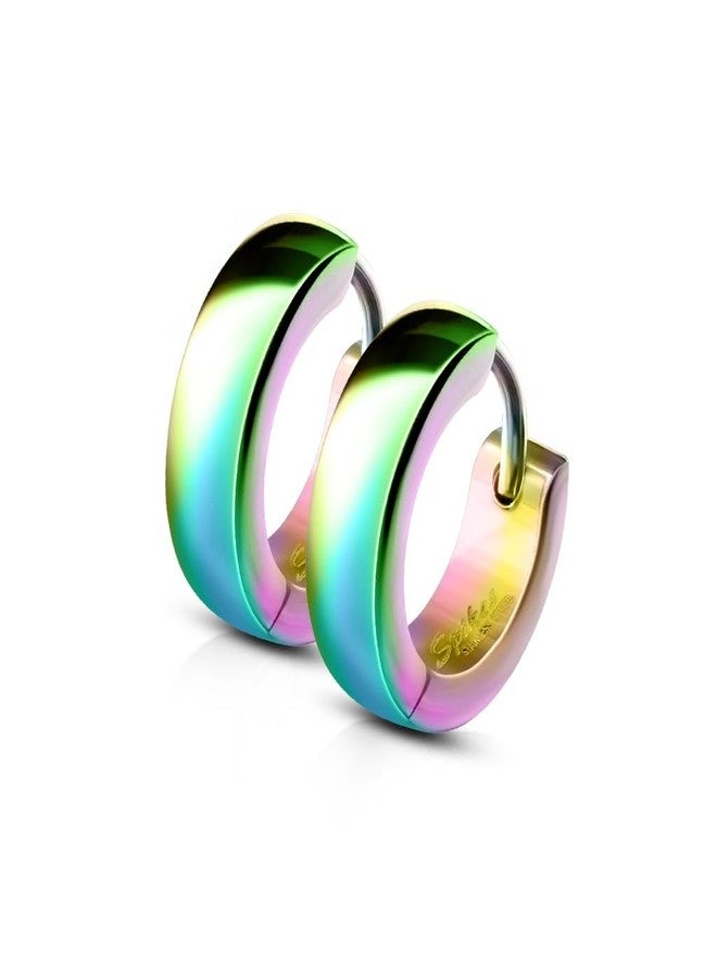 Pierced Owl 20GA 316L Stainless Steel 4mm Domed Huggie Hoop Earrings, Sold as a Pair (Rainbow) - Image 1