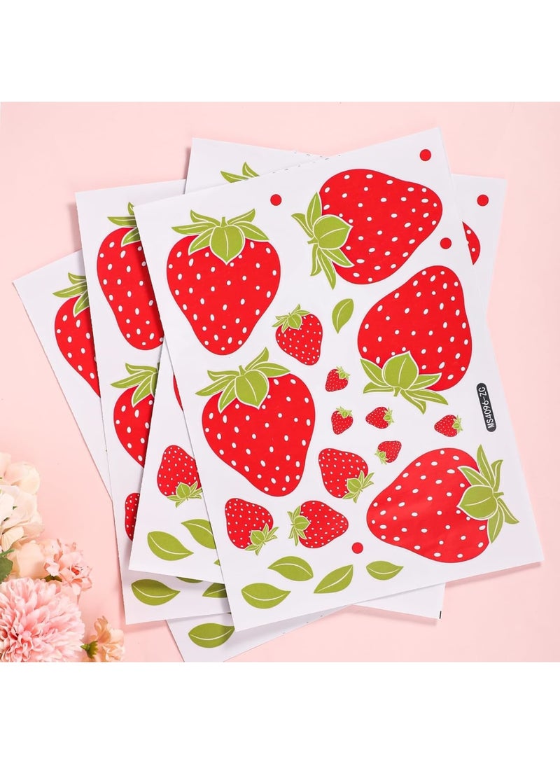 SOLARAE Wall Decals, Strawberry Wall Decals, Colorful PVC Stickers for Room Decor, Peel and Stick Fruit Wall Stickers for Living Room Background Kitchen Cabinet Window, 4 Sheets - Image 3