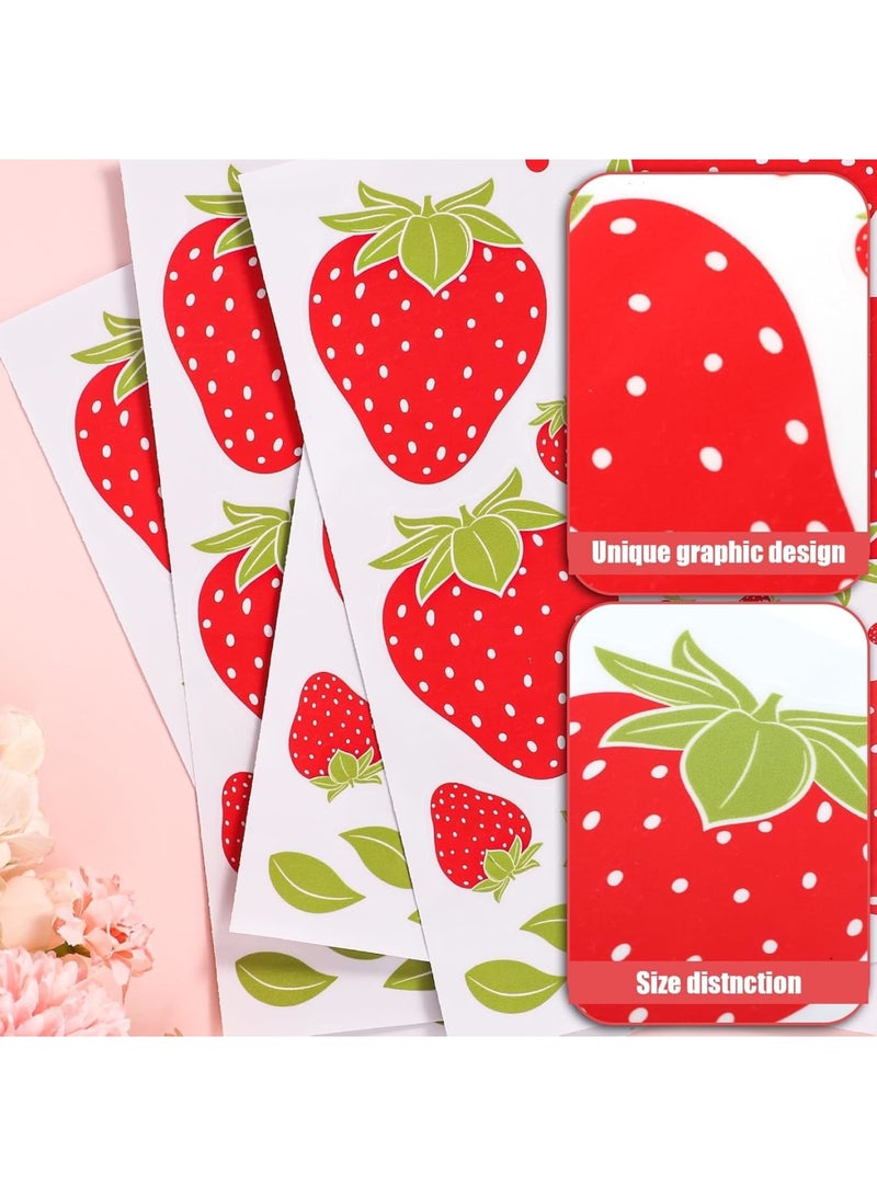 SOLARAE Wall Decals, Strawberry Wall Decals, Colorful PVC Stickers for Room Decor, Peel and Stick Fruit Wall Stickers for Living Room Background Kitchen Cabinet Window, 4 Sheets - Image 4