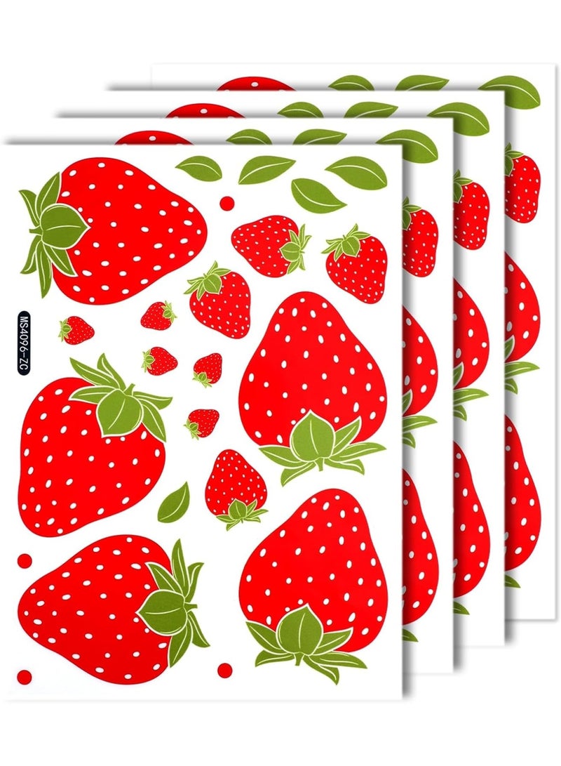 SOLARAE Wall Decals, Strawberry Wall Decals, Colorful PVC Stickers for Room Decor, Peel and Stick Fruit Wall Stickers for Living Room Background Kitchen Cabinet Window, 4 Sheets - Image 1