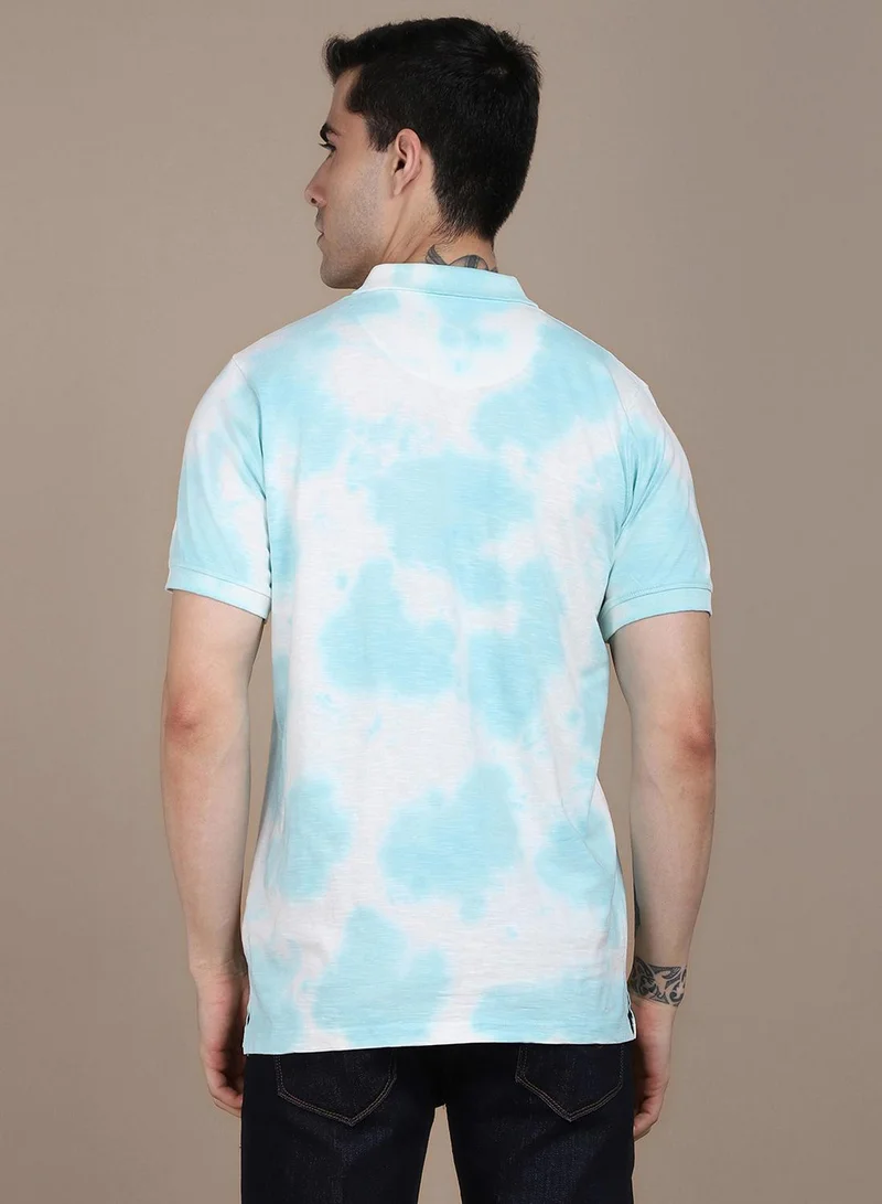 Dennis Lingo Green Dyed Regular Fit Polo Collar T-shirt for Men - 100% Cotton, Half Sleeves, Casual