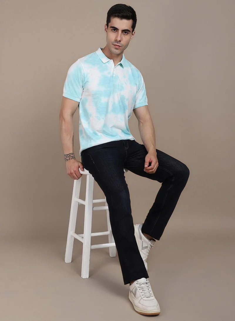 Dennis Lingo Green Dyed Regular Fit Polo Collar T-shirt for Men - 100% Cotton, Half Sleeves, Casual