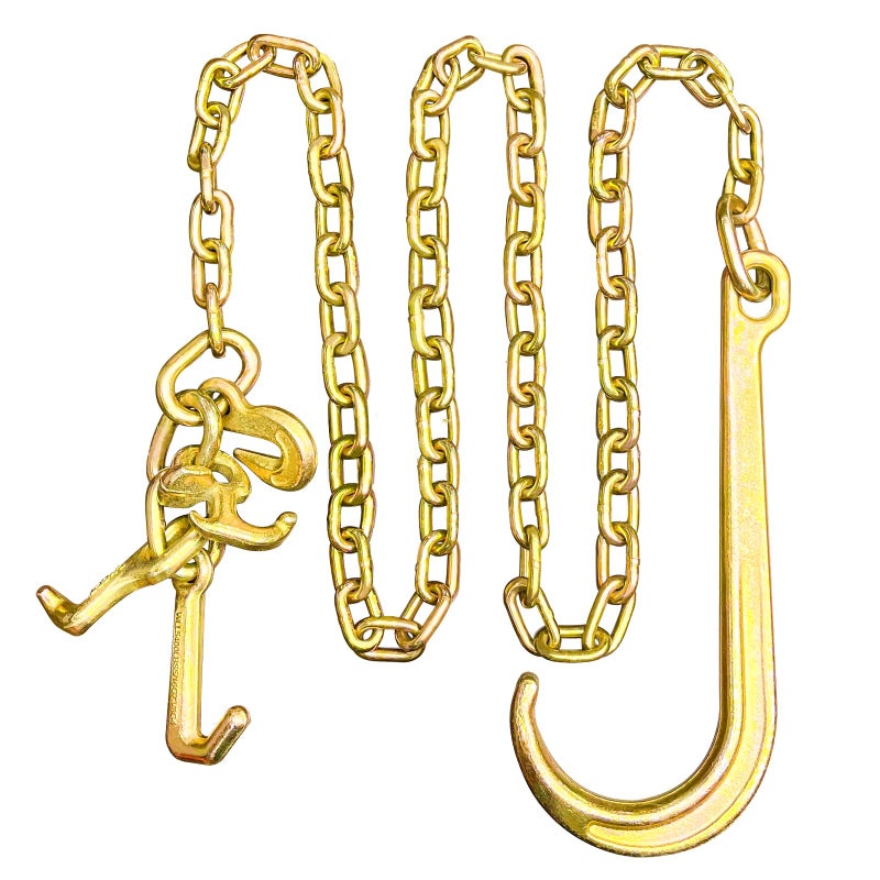 SENKEYFE G80 j Hooks Tow Chain, 5/16" x 8' Recovery Tow Hooks Chain 15IN J Hook w/RTJ & Grab Hook, 18800LBS Tow Truck Accessories J Hooks, Bridle Tow Transport Chain, Wrecker Towing Truck Equipment - Image 1