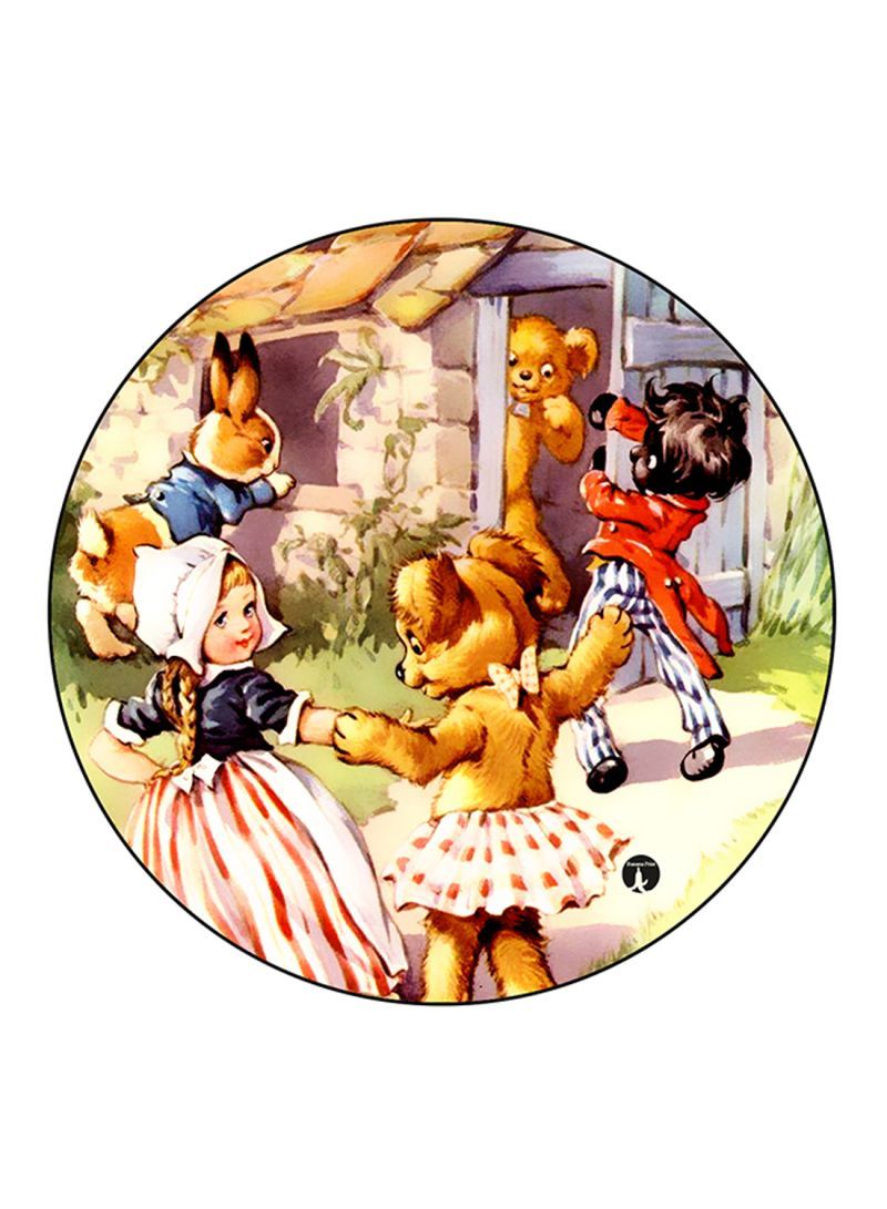 Vintage Art Printed Mouse Pad  Round  Multicolour