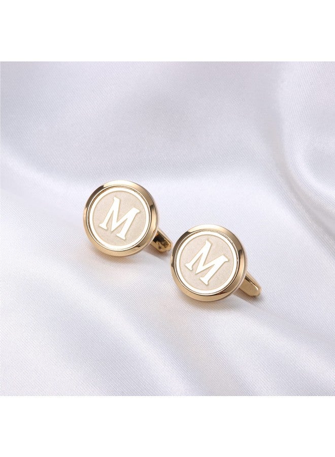 Initial Gold Cufflinks For Men Gold Cuff Links Personalized Copper Cufflinks Letter Cufflinks Gift For Groom Husband Father Initial M