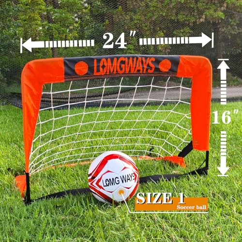 LOMGWAYS Soccer Goal for BackyardMini Soccer Goal with Size 1 Soccer BallPumpGround StakesCarrying Bag Perfect for BackyardCourtFieldEasy Set upGreat for All Levels - Image 3