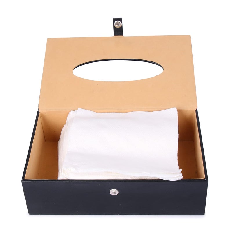 Rasper Black Leather Tissue Box Holder for Car Napkin Holder Tissue Paper Dispenser Facial Tissue Holder for Home Office with Magnetic Closure - Image 4