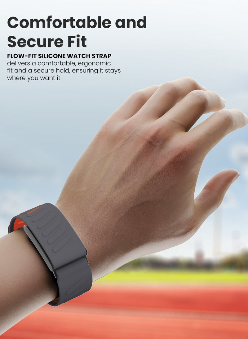 Moxedo Moxedo Flow-Fit Silicone Strap Compatible with WHOOP 4.0  Adjustable Replacement Band for Men & Women Lightweight, Sweatproof, Skin-Friendly, Secure Fit, Waterproof Sports Loop ( Grey/Orange)  - Image 5