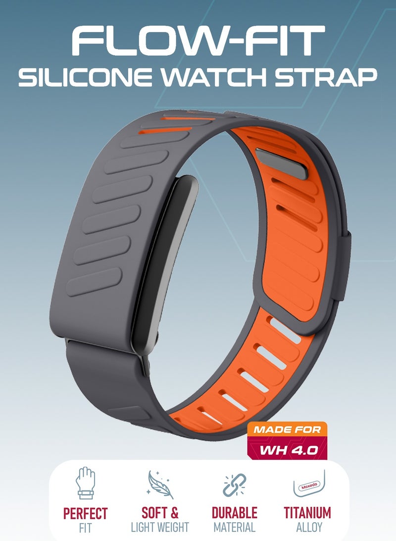 Moxedo Moxedo Flow-Fit Silicone Strap Compatible with WHOOP 4.0  Adjustable Replacement Band for Men & Women Lightweight, Sweatproof, Skin-Friendly, Secure Fit, Waterproof Sports Loop ( Grey/Orange)  - Image 2