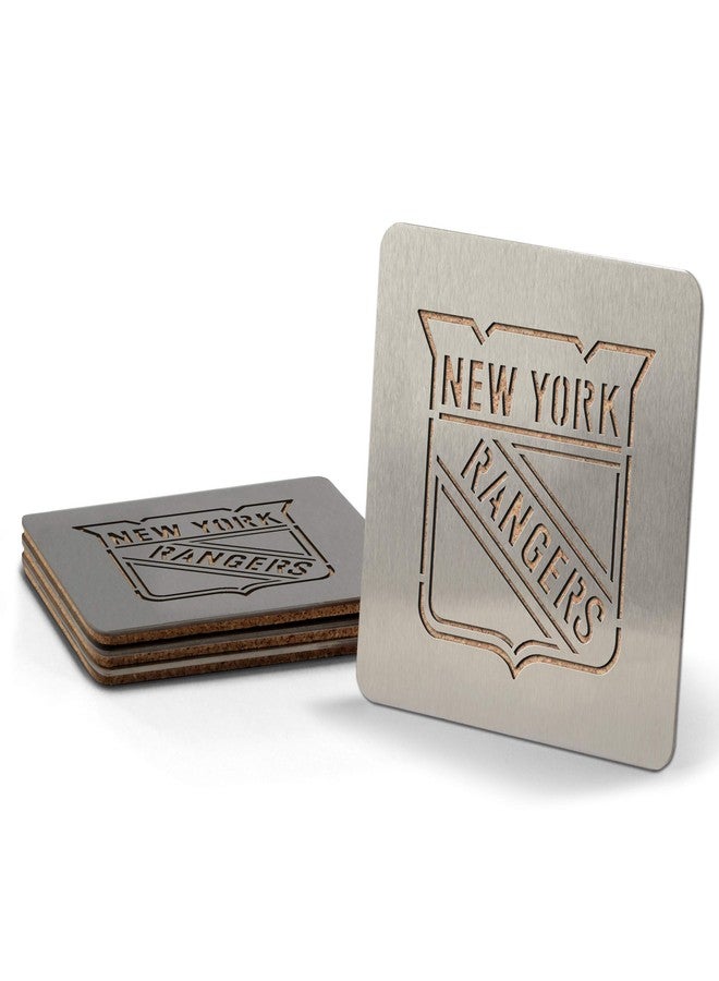 YouTheFan NHL New York Rangers Boasters, 4-Piece Coaster Set Stainless Steel, 4" x 4" - Image 2