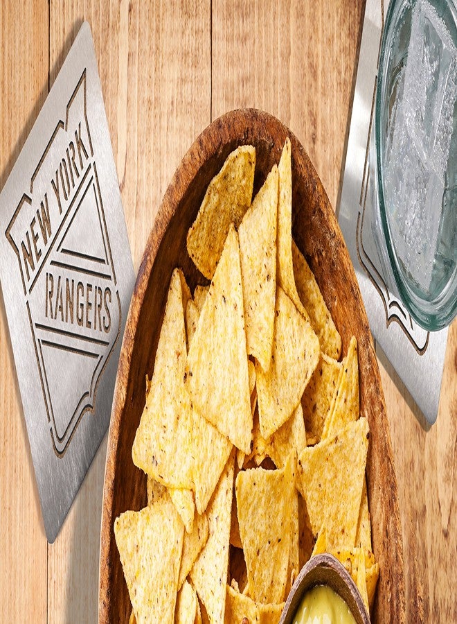 YouTheFan NHL New York Rangers Boasters, 4-Piece Coaster Set Stainless Steel, 4" x 4" - Image 3