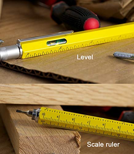 AIYIBEN Stylus Pen, 7-in-1 Multi-Tool Pen [Touchscreen Stylus, Ballpoint Pen, Ruler, Level, Phillips Screwdriver and Flathead (3 Pack Yellow) - Image 2