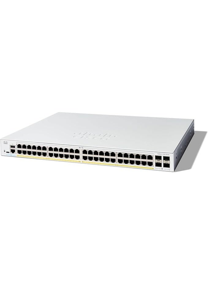 Cisco System مفتاح سيسكو كاتاليست 1300-48P-4G المدارة، 48 منفذ GE، PoE، 4x1GE SFP، حماية مدى الحياة المحدودة (C1300-48P-4G) - Image 1