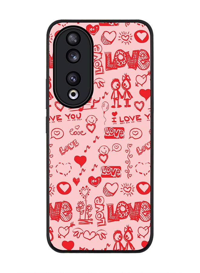 Stylizedd Rugged Black edge case for Honor 90 5G, Slim fit Soft Case Flexible Rubber Edges Anti Drop TPU Gel Thin Cover -  Love Doodle - Image 1