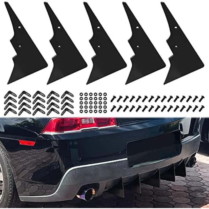 Sunluway For Camaro 5Th Gen Rear Diffuser Set V1 2014-2015, 5 Fins Shark Fin Kit,Car Bumper (Black) - Image 1