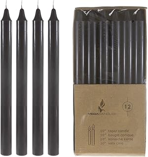 Mega Candles 12 pcs Unscented Black Straight Taper Candle, Hand Poured Wax Candles 10 Inch x 7/8 Inch, Home DÃƒÂ©cor, - Image 1