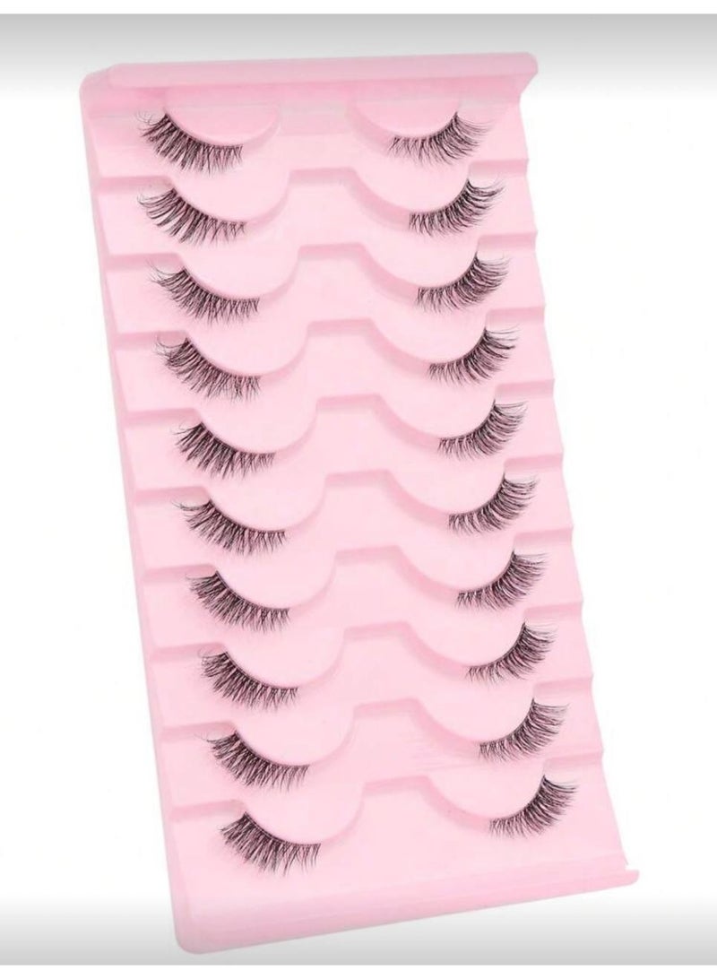 10 أزواج من رموش عين القطة الطبيعية المتقاطعة مع خط شفاف - Image 2