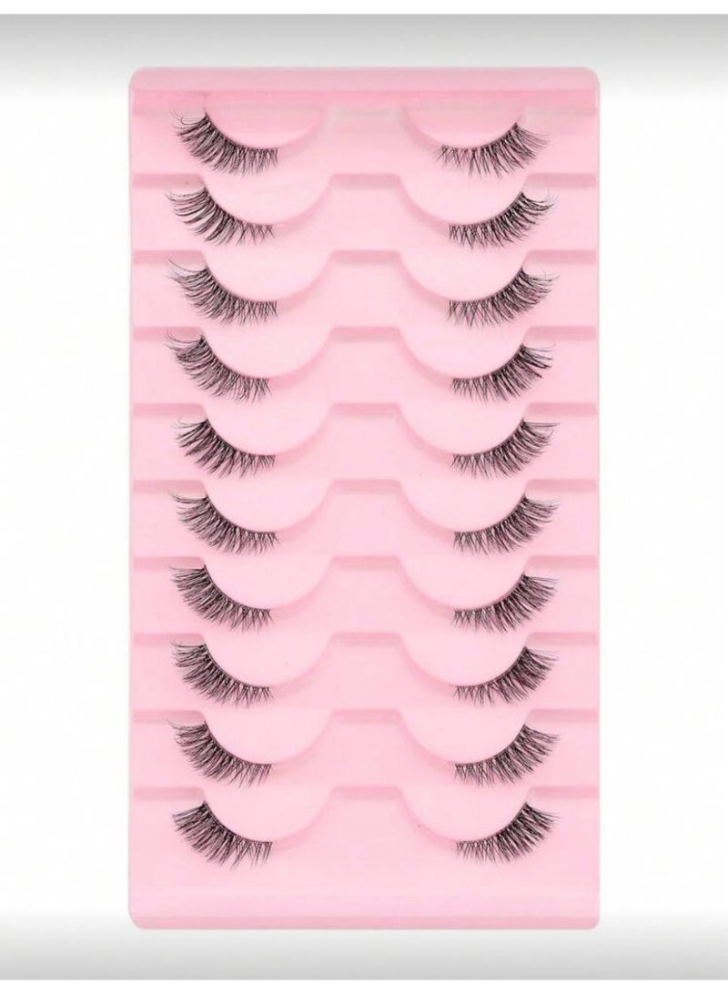 10 أزواج من رموش عين القطة الطبيعية المتقاطعة مع خط شفاف - Image 1