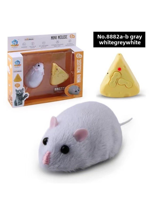 Original Direct Infrared Remote Control Electric Mouse Simulation Model Trick Electric Mouse Strange Toys-Color:Remote Control Plush Mouse-White-Specifications:18x4x16  - Image 1