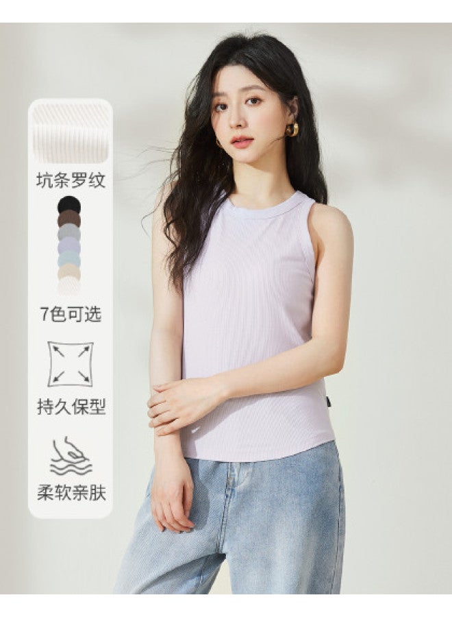 MIIOW Classic Ribbed Vest For Women, Versatile High-Elasticity Layering Camisole, Sleeveless Fitted T-Shirt Top - Image 1