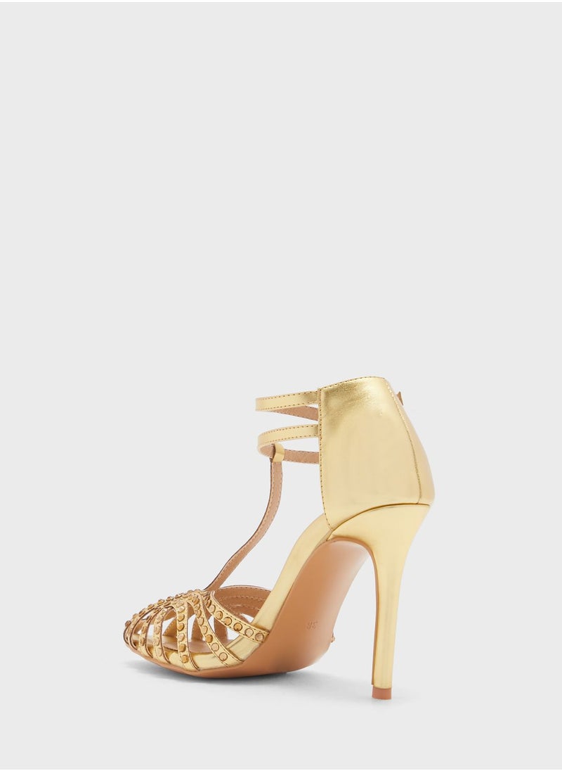 Khizana - Diamante T-Bar Ankle Strap  Sandal - Image 1