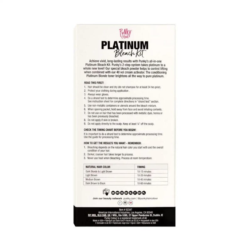 Punky Hair Dye Platinum Blonde Hair Bleach Kit - At-Home All-in-One Hair Lightening & Hair Dye for Women, 5 pcs - Image 4