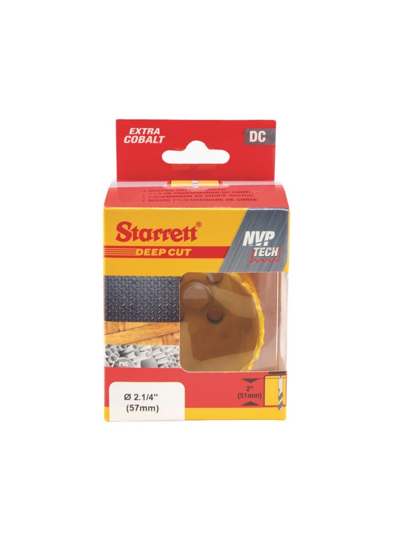 Starrett Starrett BiMetal Deep Cut Hole Saw with Abrasion Resistant HSS Teeth  Ideal for Cutting Metal Steel and Wood  214 Diameter 2 Depth  DCH0214G  - Image 2