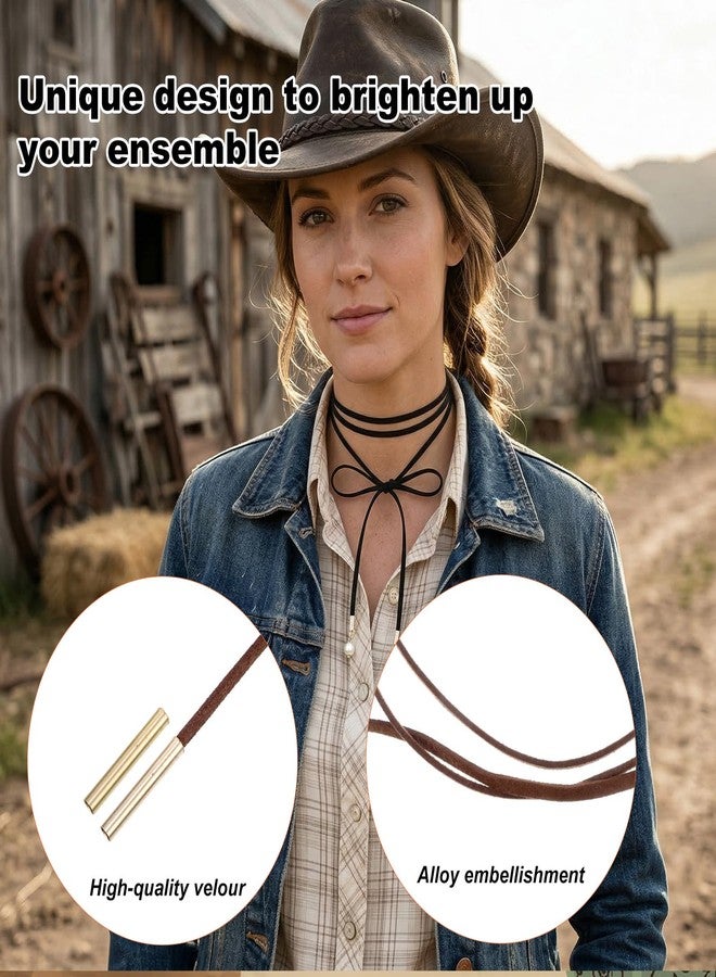 BOHUIZ 6 PCS Boho Western Wrap Velvet Choker, Gothic Western Necklaces Long Chain Tassels Necklace Country Cowgirl Accessories - Image 5