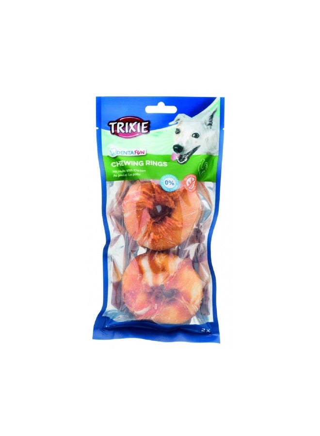 Trixie Denta Fun 2 Chewing Rings Chicken Dog Treats - 110g