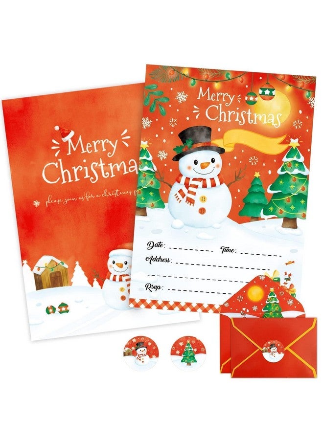 ويرنساي مجموعة دعوات حفلات عيد الميلاد من WERNNSAI، مكونة من 24 بطاقة دعوة على شكل رجل ثلج مع مظاريف وملصقات، ودعوات لعطلات عيد الميلاد، ودعوات لعيد الميلاد، ولوازم حفلات عيد الميلاد لفصل الشتاء - Image 1