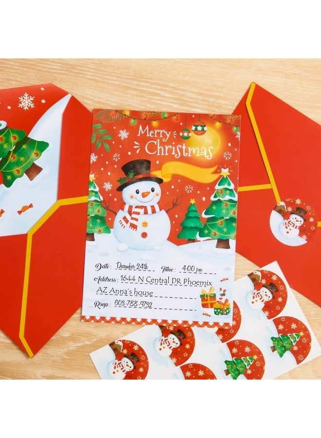 ويرنساي مجموعة دعوات حفلات عيد الميلاد من WERNNSAI، مكونة من 24 بطاقة دعوة على شكل رجل ثلج مع مظاريف وملصقات، ودعوات لعطلات عيد الميلاد، ودعوات لعيد الميلاد، ولوازم حفلات عيد الميلاد لفصل الشتاء - Image 2