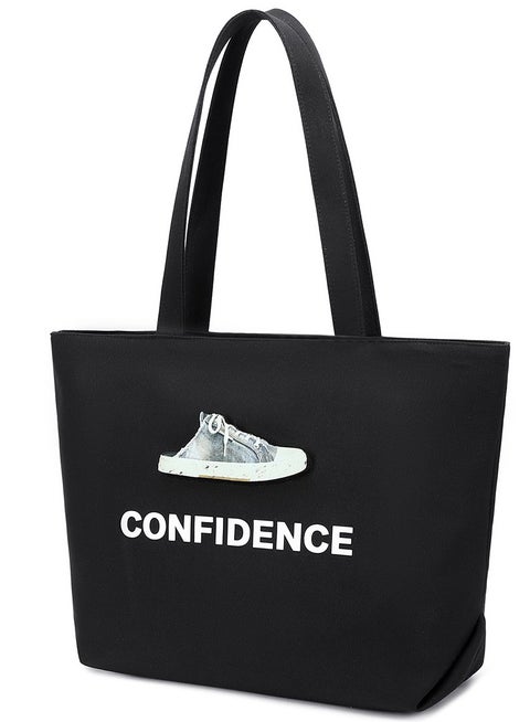 D031 شنطة يد قماش نسائية حقيبة تسوق متعددة الاستخدام شاطئ سفر تسوق ذات جودة عالية - اسود