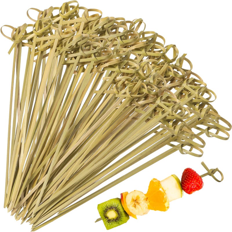 Meanplan Meanplan 1000 Pcs Bamboo Cocktail Picks 472 Inch Bamboo Skewers Handmade Food Garnish Sticks with Looped Knot Fruit Toothpicks for Drinks Appetizer Cocktail Themed Party SnackGreen 