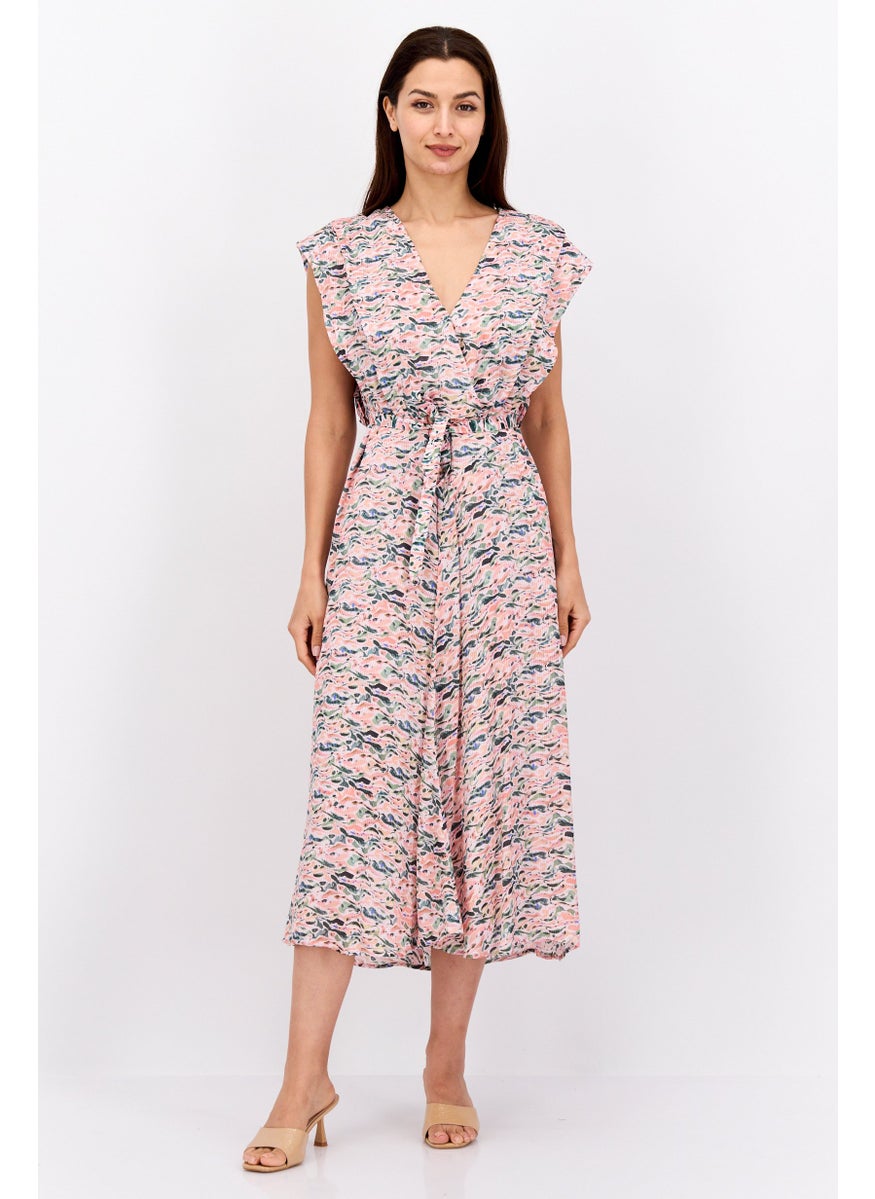 Scotch & Soda Women Allover Print Midi Dress, Pink Combo  - Image 1